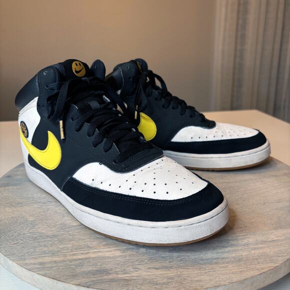 Nike Court Vision Mid Men's Black Yellow "Go the Extra Smile" Sneakers Size 11 - Picture 2 of 10